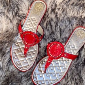 Red/Gold sandals.